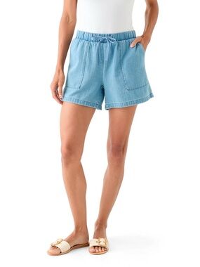 Wonderly Women’s Blue Mid-Rise Denim Tie Waist Shorts Size Large NWT